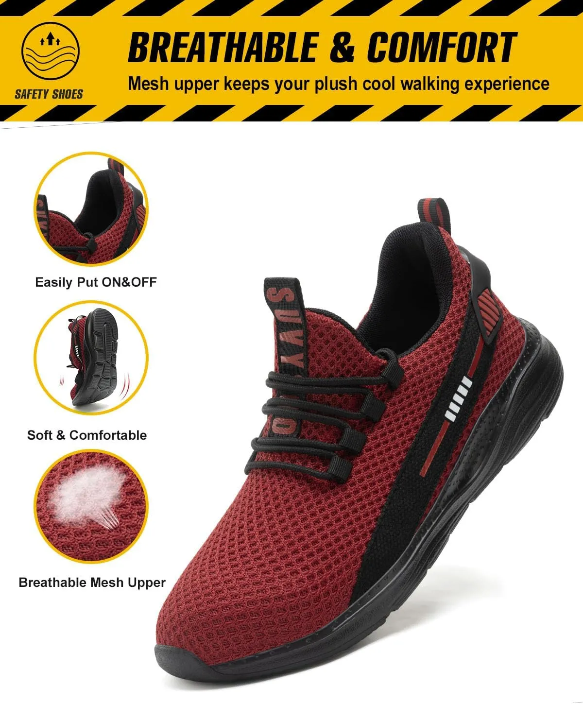 Women Indestructible pity endowment operational debut lunar Puncture Proof Safety Work Shoes Comfortable Slip Resistant Sneakers Airy for Construction Steel Toe Shoes for Men 