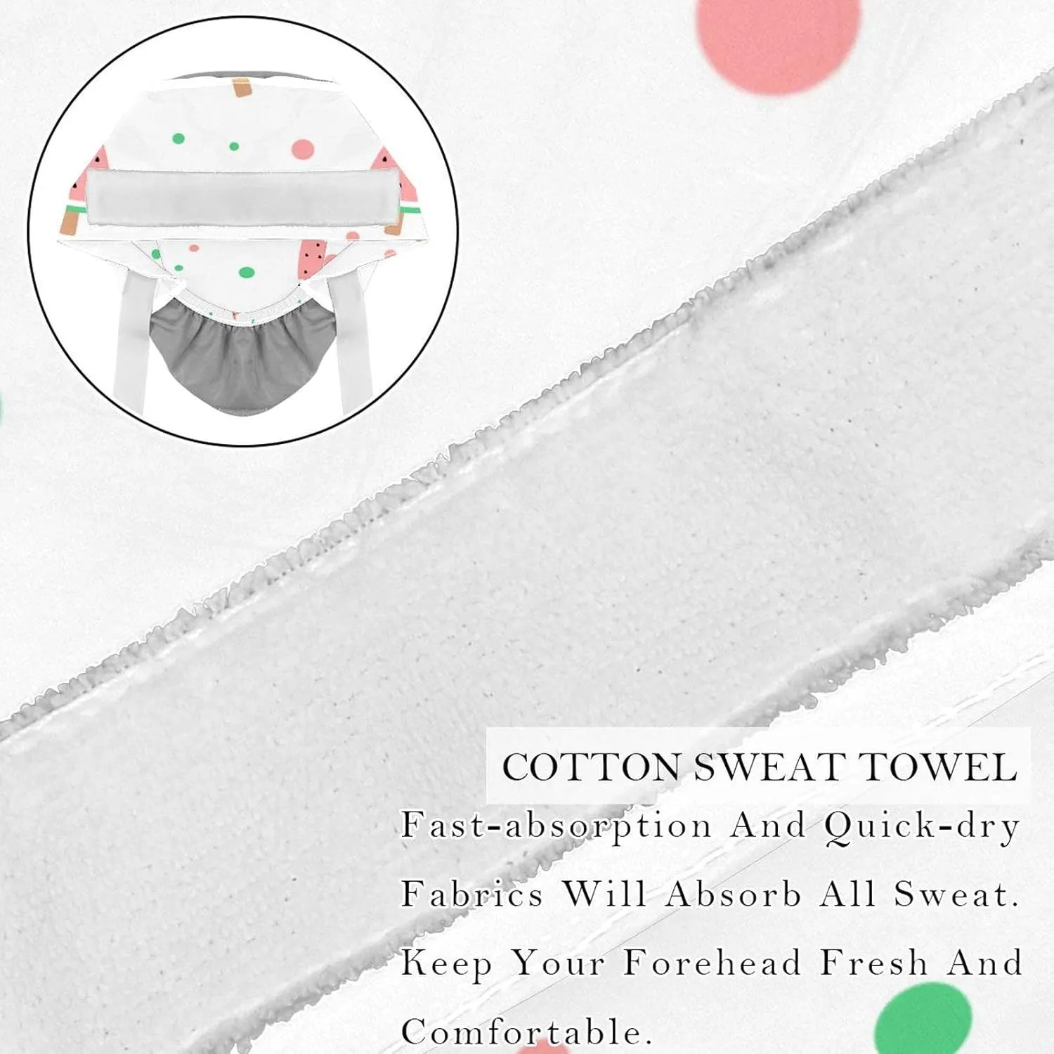 Women Long Hair, Working Cap with Button & acetate twelve Sweatband, Unisex Tie Back Hats 2 Packs Cute Lemon Pattern Scrub Hats for 
