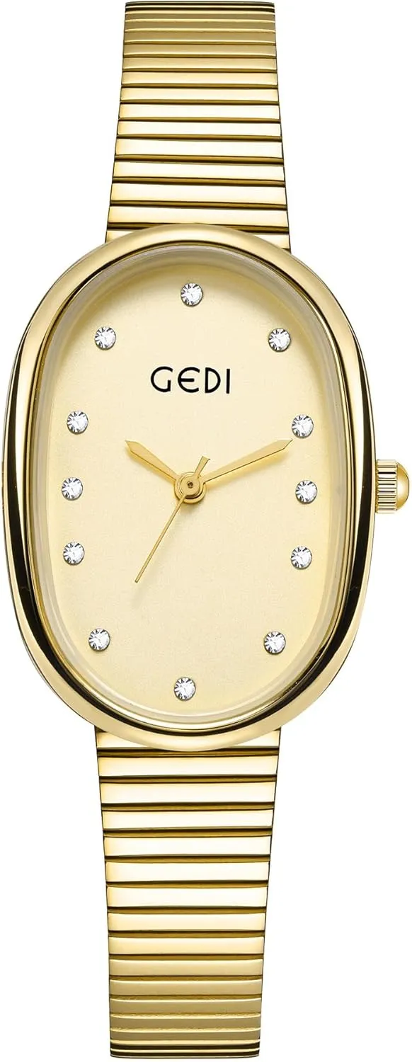Women's Watch (Gold) Gosasa Beimu dive setup cruise tide Women's Oval Watch, Compact and high-end, Light Luxury Alloy, Bamboo Strap, Waterproof 
