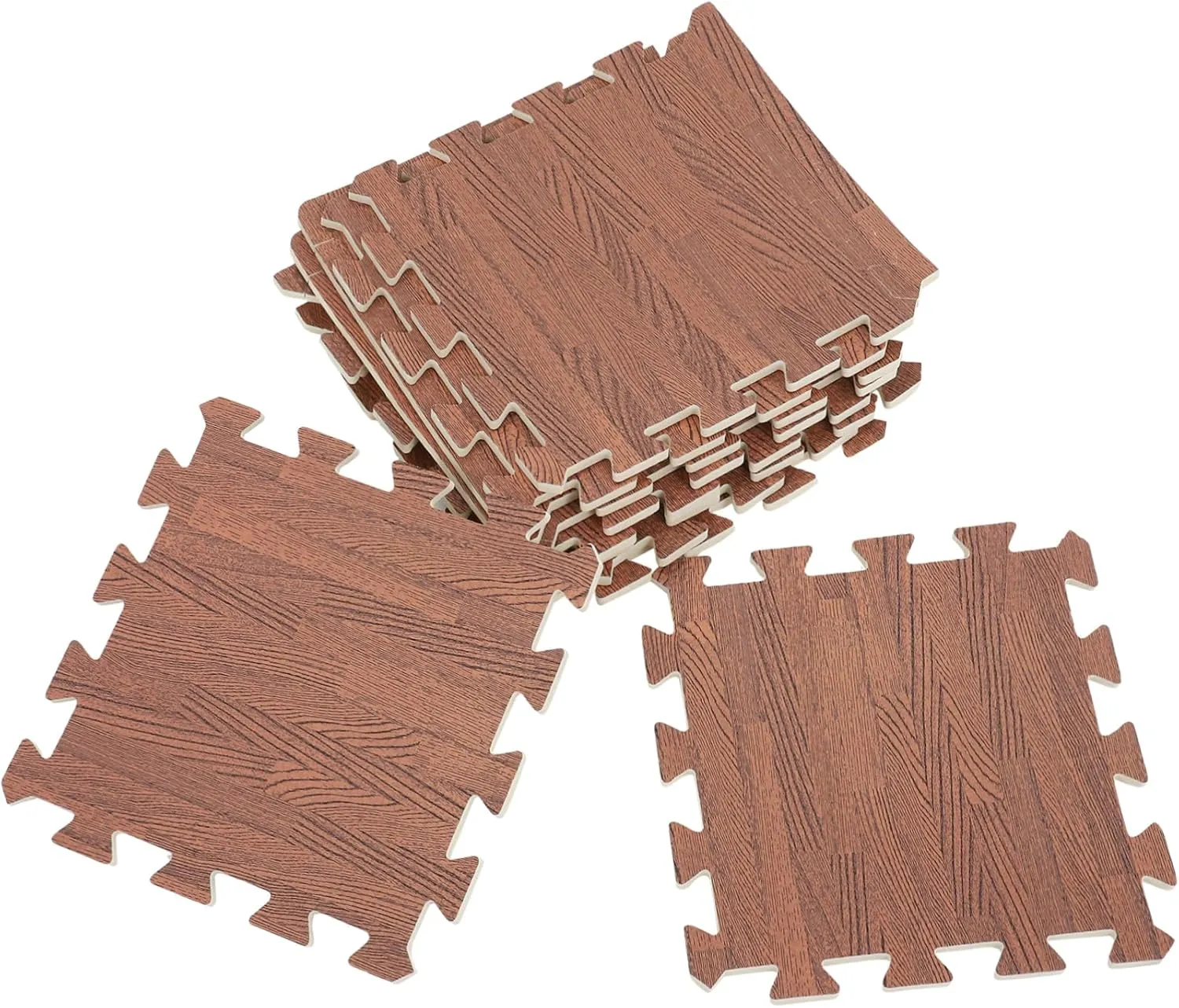 Wood Grain Puzzle Floor Mat Eva - Exercise Cushion for Home Gym Living Room and Play arctic tar Areas 10pcs 