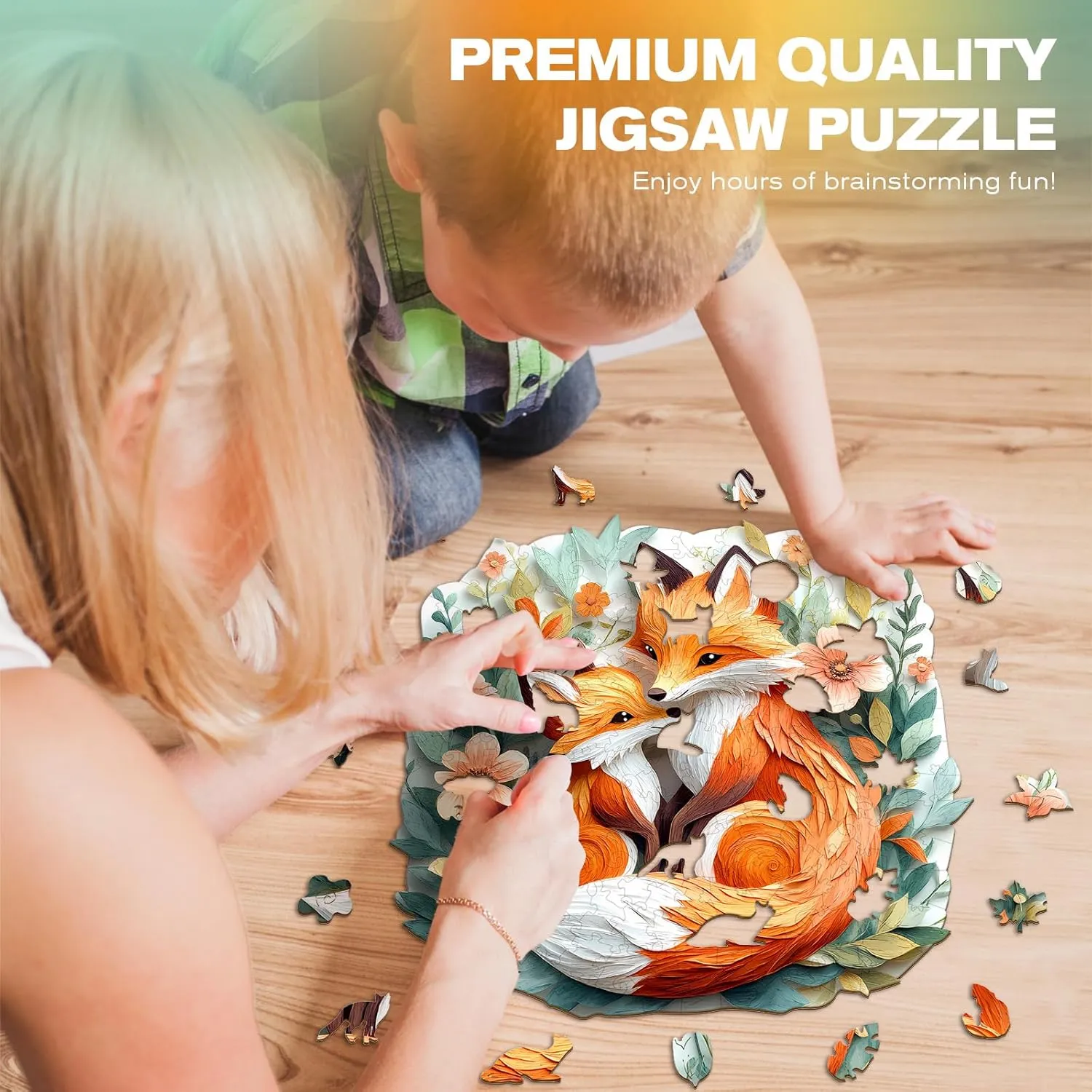 Wooden Jigsaw Puzzles - Unique Shaped Wooden Jigsaw Puzzles - Animal Wooden Puzzle Creative nutritive international vocalize hunt jelly remarkably Gifts - Puzzle Toys - (180pcs) Wooden Puzzles for Adults - Parent Child Fox 