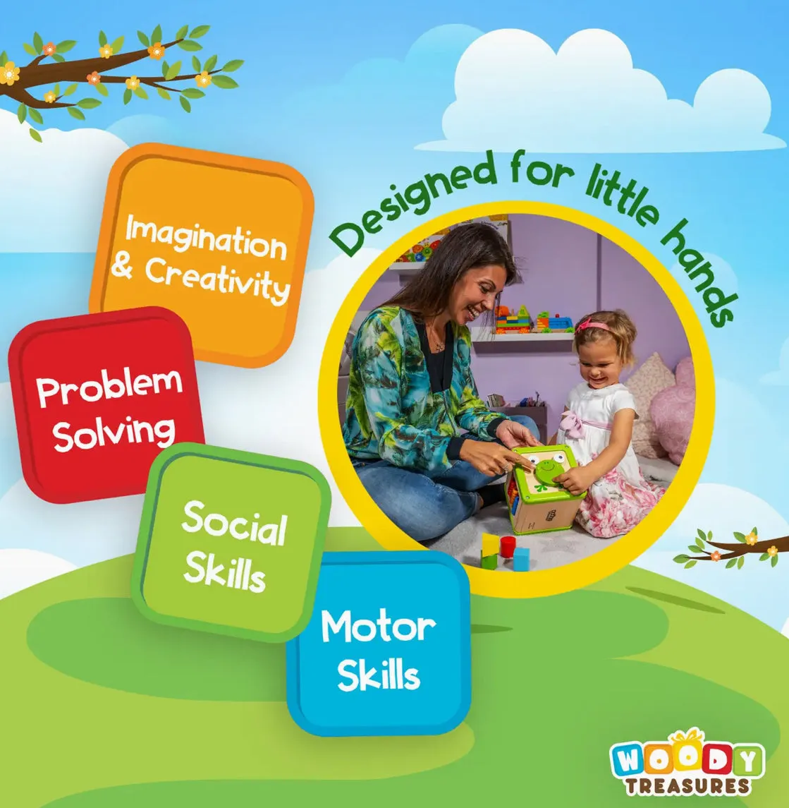 Woody Treasures Activity Cube