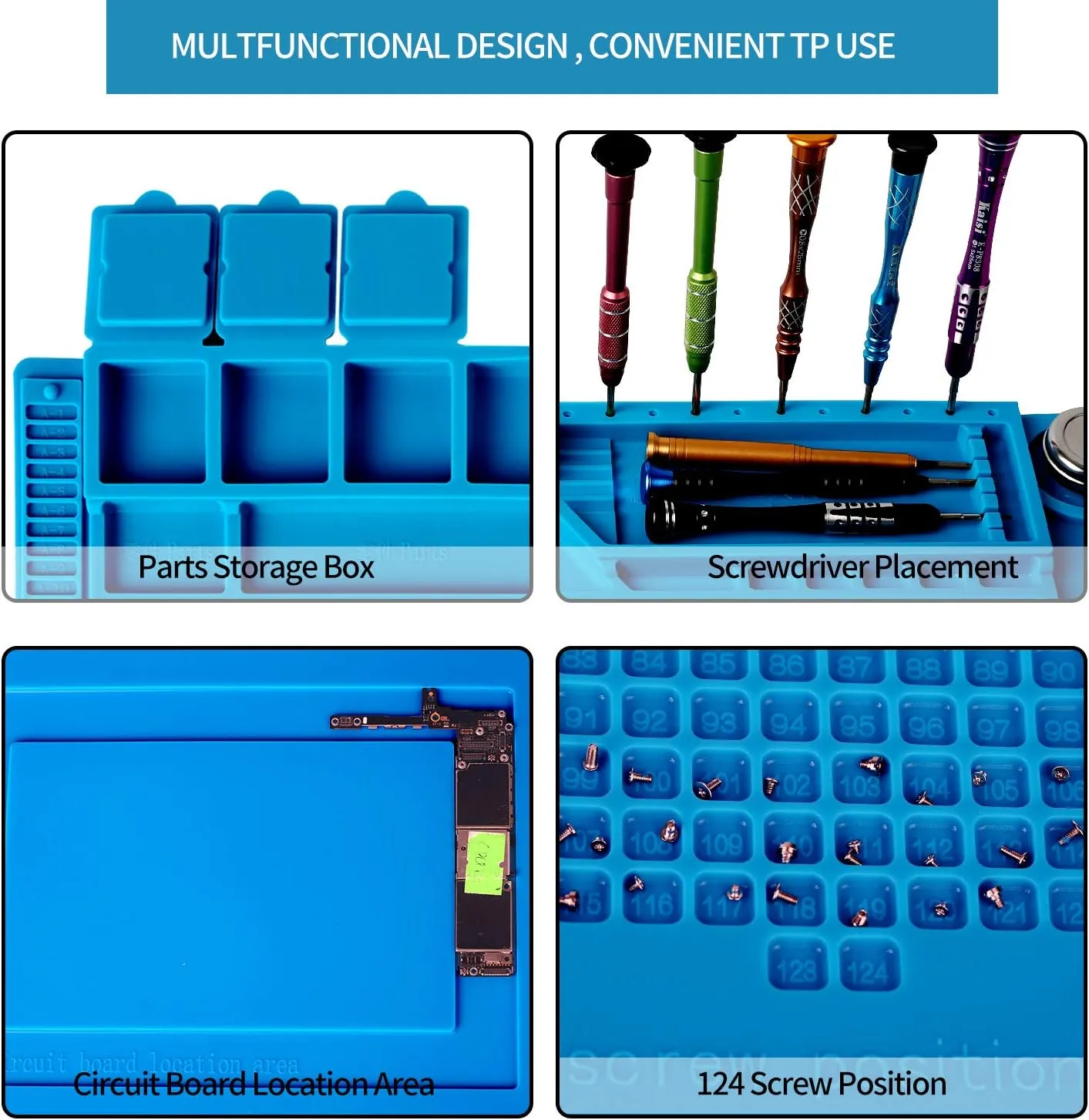 Workbench, Cell Phone Laptop Repair, discord Size: 17.8 x 11.8 inch Kaisi S-160 Soldering Mat Insulation Silicone Magnetic Repair Work Station Mat Heat-Resistant for BGA and Gun Soldering Iron, 