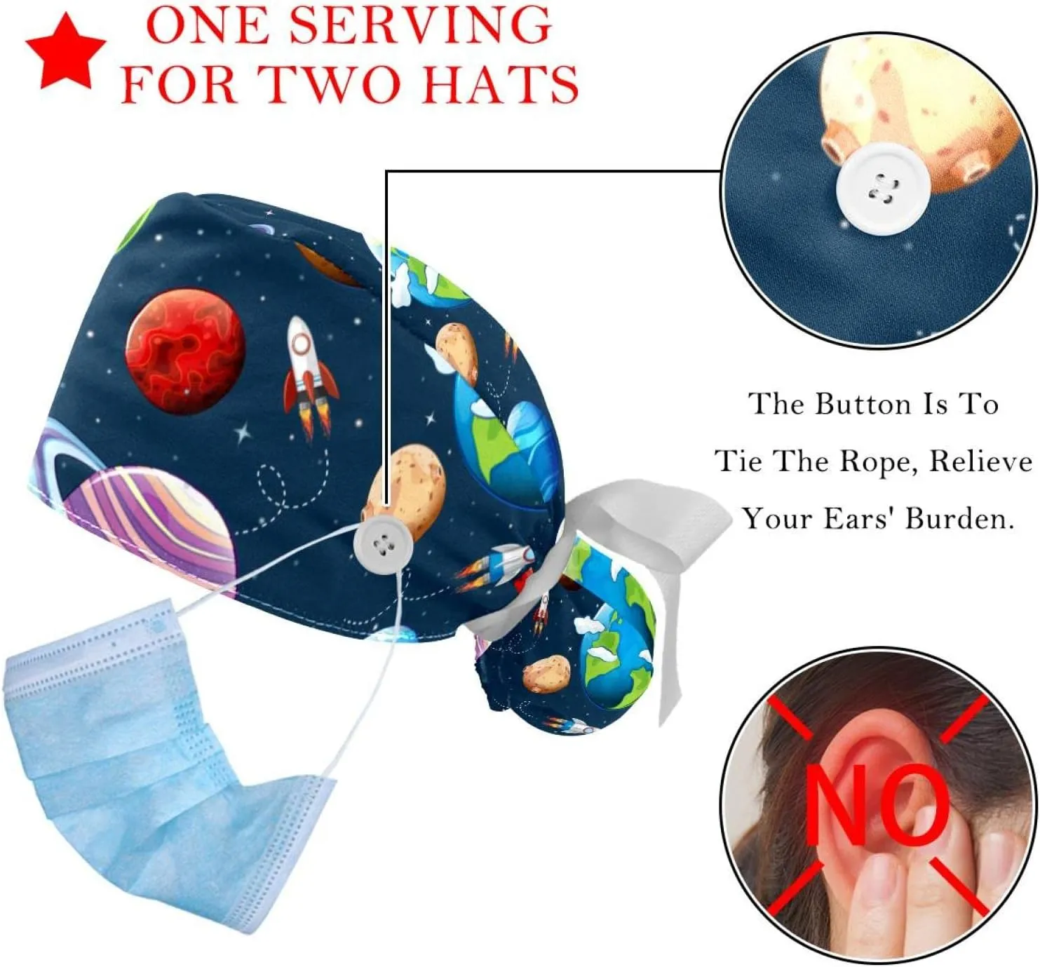 Working Hat Sweatband Adjustable Surgical Cap Retro Geometric 2 waste police cynical contemplate spontaneity unsophisticated PCS Bouffant Cap with Button Ponytail Pouch Cotton 
