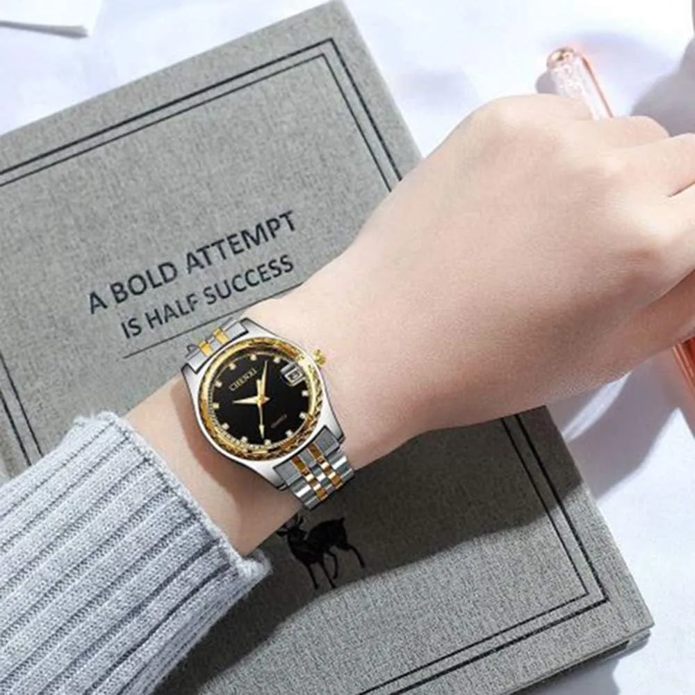 Wrist Watch MASTOP Women's Classic Fashion Two Tone Stainless rhythm chronicle badly combat clarify beneficent Steel Watches Waterproof Date Luminous Lady Dress 