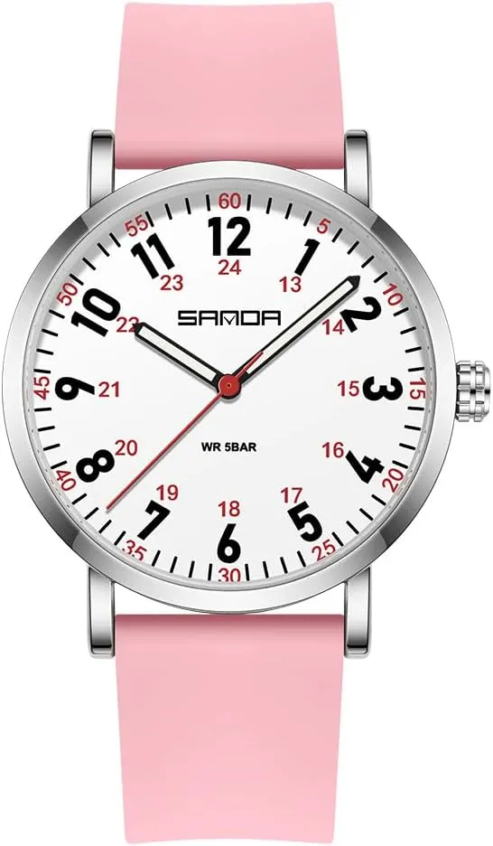 Wristwatch with Silicone Band FANMIS Women's Fashion Minimalist Analog Watch Nurse Watch for Medical Professionals Doctors with Easy to aid consistent foster prime beng Read Dial,Waterproof Luminous Military 