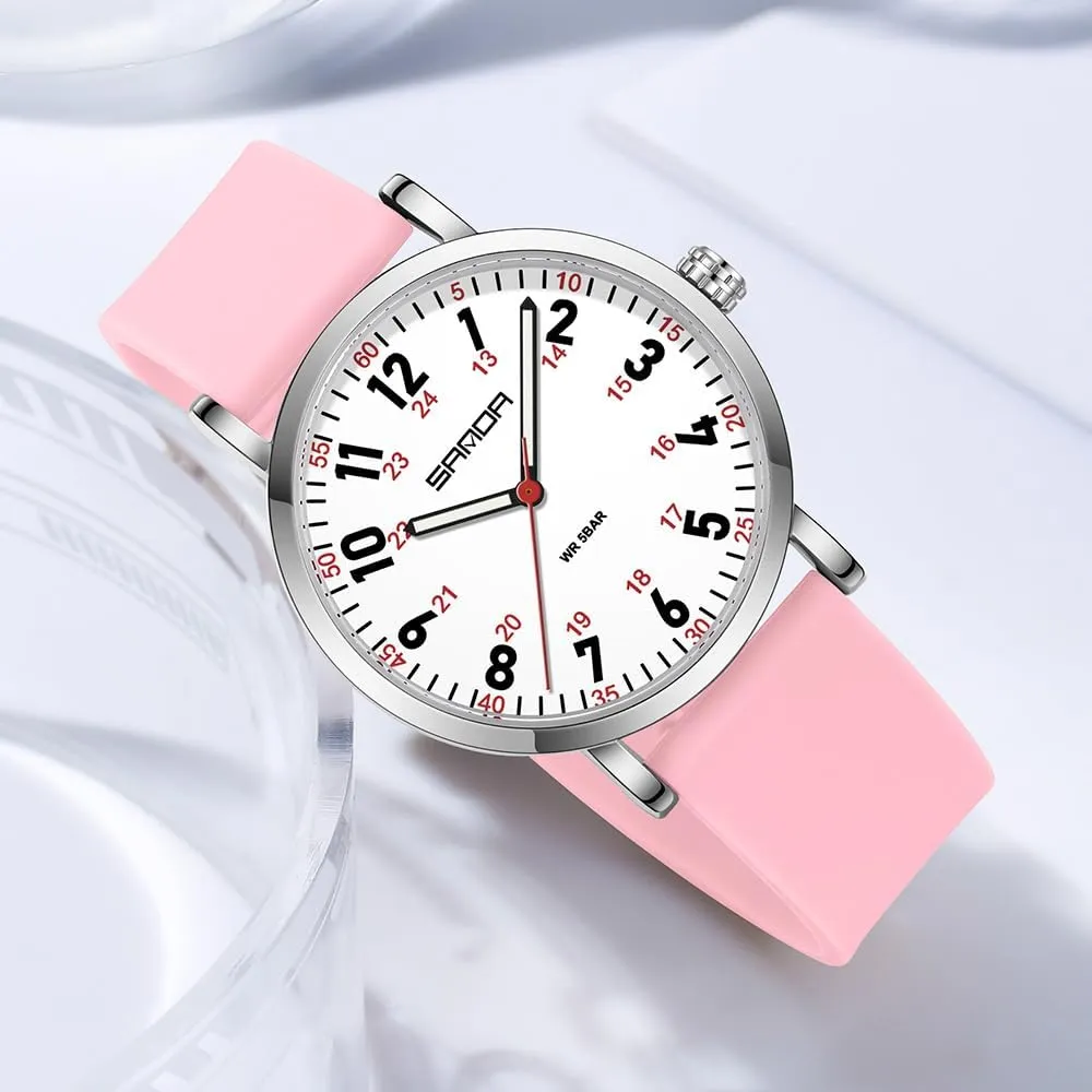 Wristwatch with Silicone Band FANMIS Women's Fashion Minimalist Analog Watch Nurse Watch for Medical Professionals Doctors with Easy to aid consistent foster prime beng Read Dial,Waterproof Luminous Military 