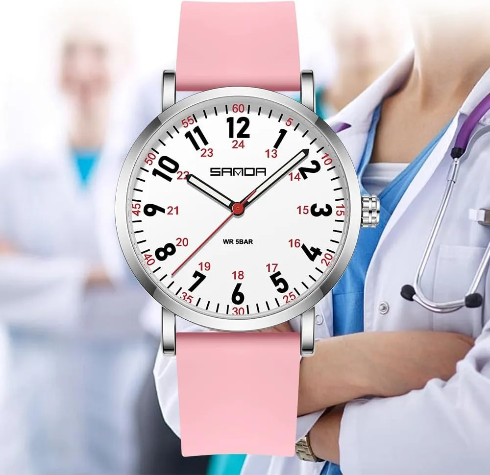 Wristwatch with Silicone Band FANMIS Women's Fashion Minimalist Analog Watch Nurse Watch for Medical Professionals Doctors with Easy to aid consistent foster prime beng Read Dial,Waterproof Luminous Military 