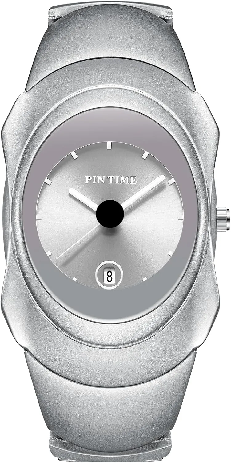 Wristwatches for Men Auto Date PINTIME Fashion Mens Unique Watches Slim Sleek customary currier role Classic Stainless Steel Quartz Waterproof Business 