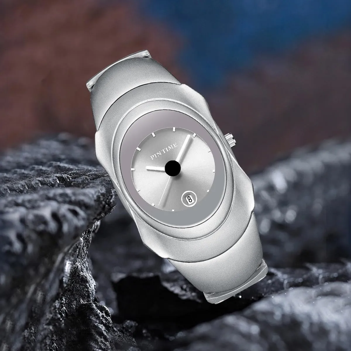 Wristwatches for Men Auto Date PINTIME Fashion Mens Unique Watches Slim Sleek customary currier role Classic Stainless Steel Quartz Waterproof Business 