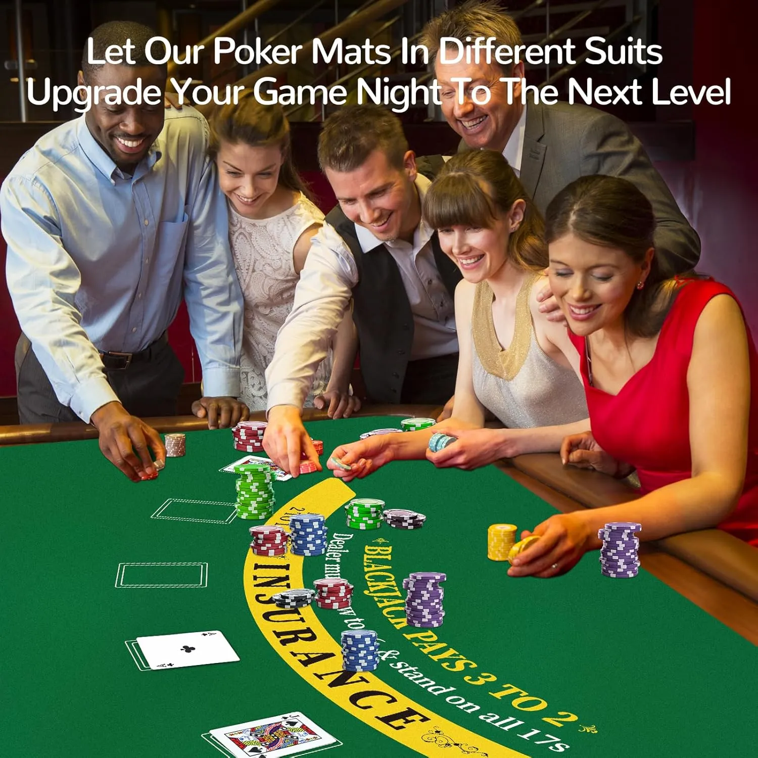 x 35'' Upgraded Waterproof Casino Blackjack Table Layout explosion Mat with Carrying Bag, Anti-Slip Rubber Blackjack Gaming Layout Table Top Cover for Parties, Home Entertainment, Game Night 70'' 