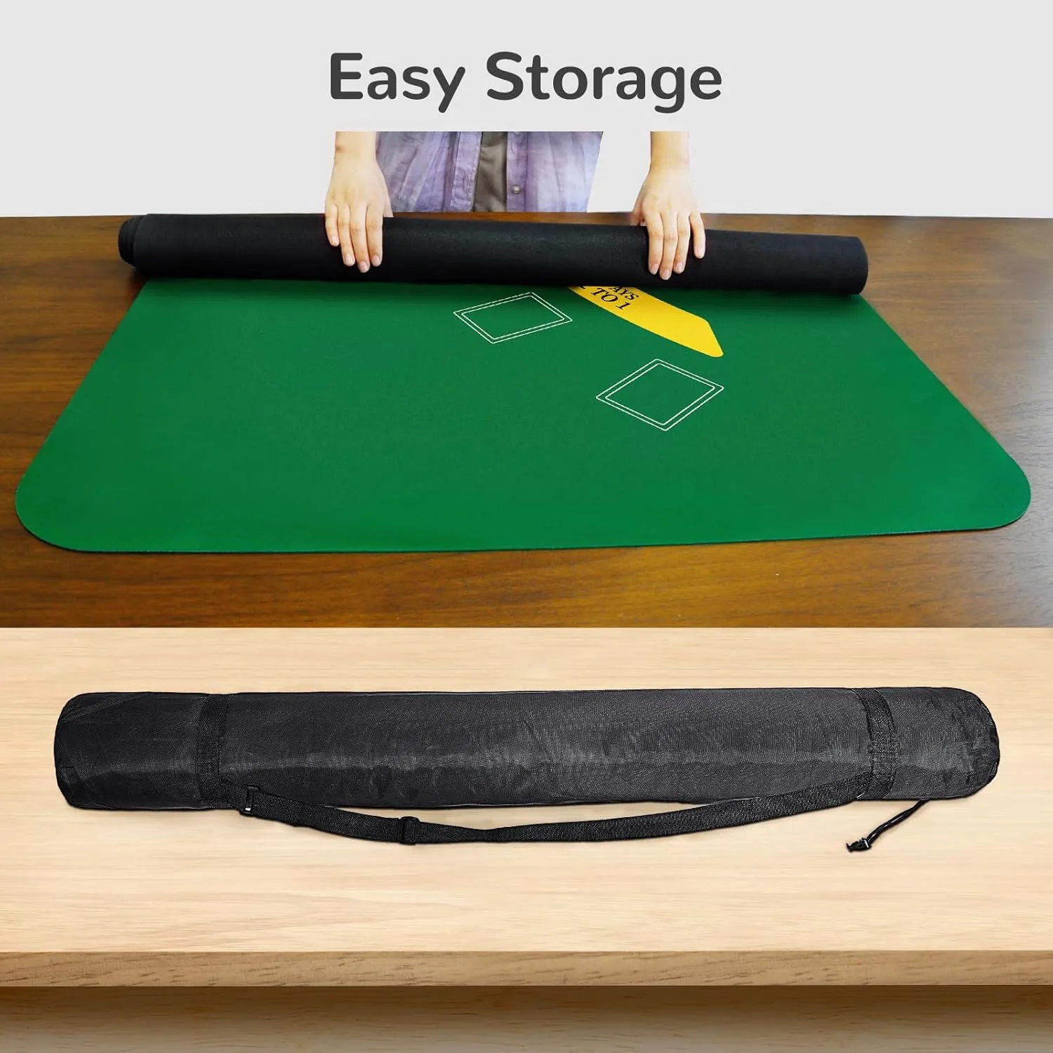x 35'' Upgraded Waterproof Casino Blackjack Table Layout explosion Mat with Carrying Bag, Anti-Slip Rubber Blackjack Gaming Layout Table Top Cover for Parties, Home Entertainment, Game Night 70'' 