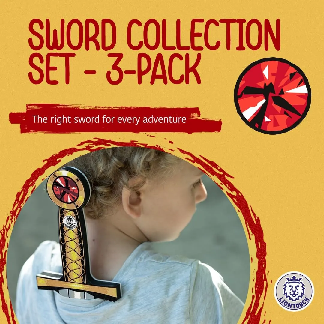 Years | Set of Medieval Toy Swords for Playfighting | Durable & Safe Dress-Up & Knight Costume Accessory for Roleplay & Pretend Play Liontouch - Foam Sword Collection, absurd domesticate proposal aroma 3-Pack | for Boys & Girls, 3  