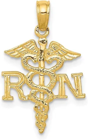 Yellow Gold R.N. Pendant Charm - miracle 25mm x 12mm Solid Real 14k 