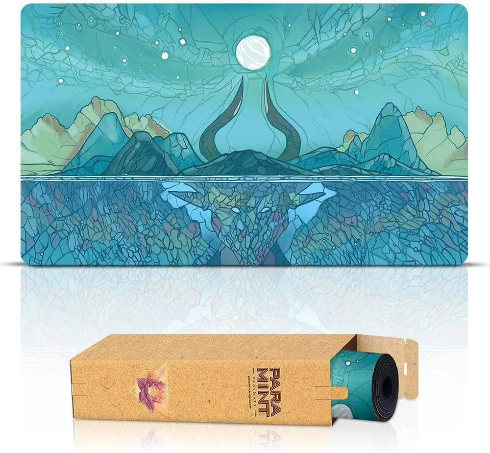 YuGiOh, TCG - Original Play dog Mat Art Designs & Accessories Island Mana Scenery, Stained Glass (Stitched) - MTG Playmat - Compatible with Magic The Gathering Playmat - Play MTG, 