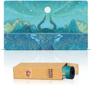 YuGiOh, TCG - Original Play dog Mat Art Designs & Accessories Island Mana Scenery, Stained Glass (Stitched) - MTG Playmat - Compatible with Magic The Gathering Playmat - Play MTG, 